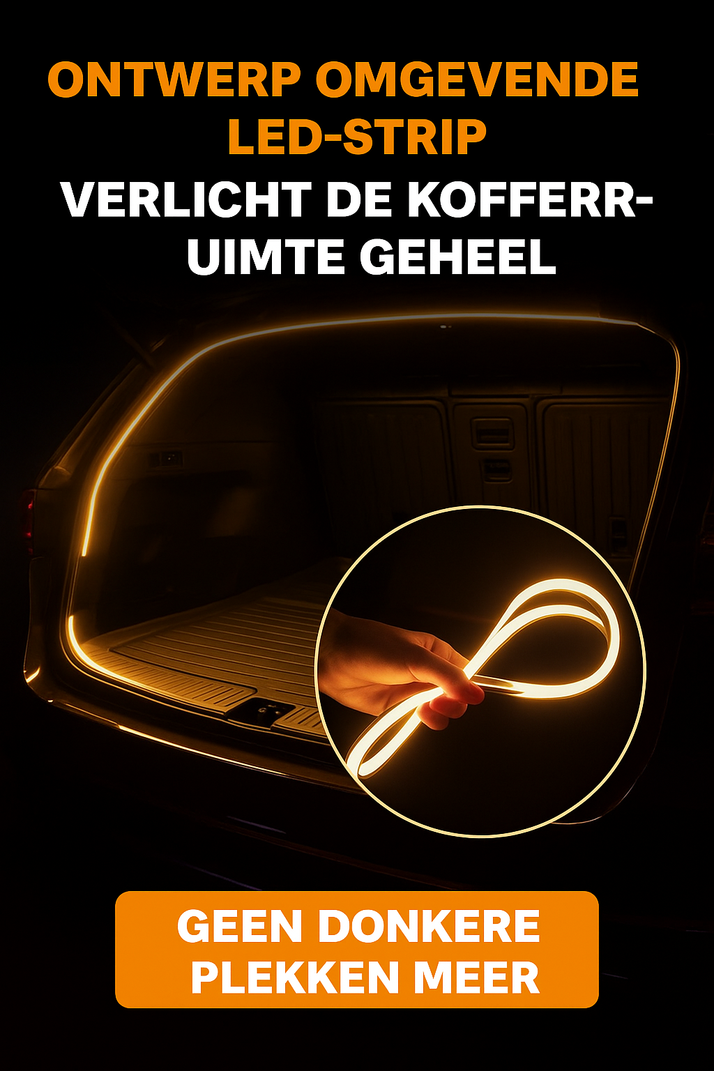 GlowTrunk⢠ā Slimme Sensor Lichtstrip voor je Kofferbak